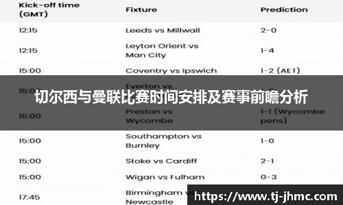 切尔西与曼联比赛时间安排及赛事前瞻分析